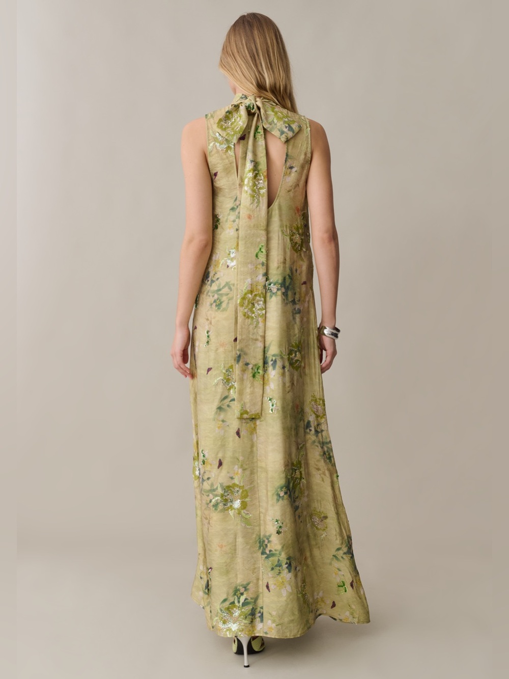 NWT Few Moda o.p.t Naia Dress size Medium M Maxi Green Sequin - Picture 4 of 6